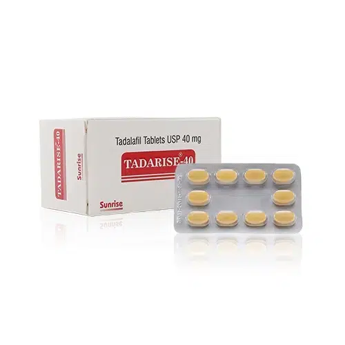 Sunrise製Tadarise-40盒裝與10顆藥錠展示圖 Tadarise-40犀利士學名藥40mg盒裝與錠劑實拍圖
