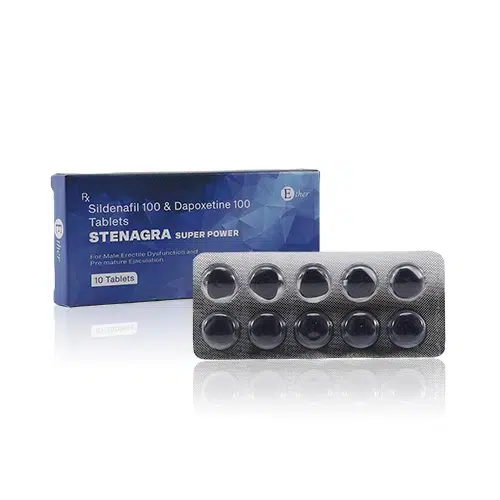 Stenagra Super Power 雙效威而鋼藍鑽 200mg(10顆) 超級雙效威而鋼藍鑽200mg藥盒與錠劑實拍圖