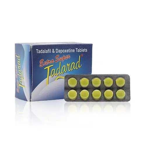 Extra Super Tadarad 雙效超級必利勁 120mg 藥盒與藥錠展示 超級必利勁 Extra Super Tadarad 120mg 盒裝與藥錠實拍圖