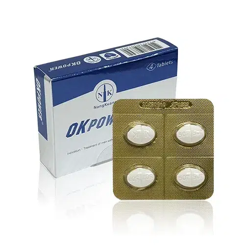 美好挺鋁箔藥錠特寫圖 美好挺 OKPOWER 鋁箔包裝近拍,內含四錠藥品