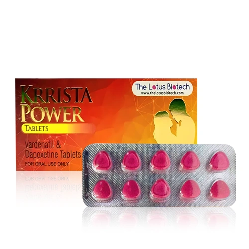 Krrista Power 100mg 完整產品展示圖 雙效樂威壯 Krrista Power 100mg 外盒與10顆粉色藥錠